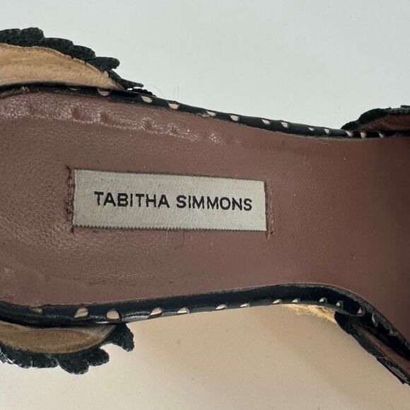 Tabitha Simmons Harp Espadrille Sandals Wedge Heel Black Laser Cut Size 7 - Picture 8 of 8